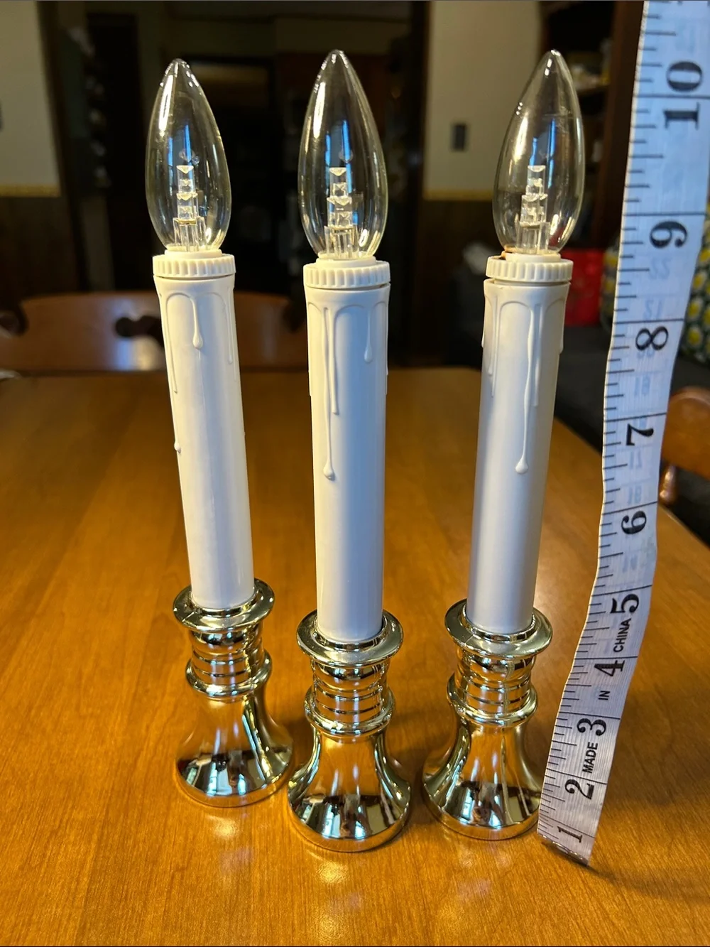 Unbranded White LED Candle Lights with Silver Holders (Set of 3)